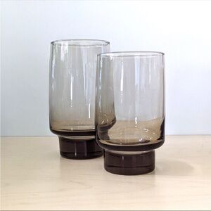 Rare Vintage MCM Libbey Tawny Smoked Glasses (Set of 2)